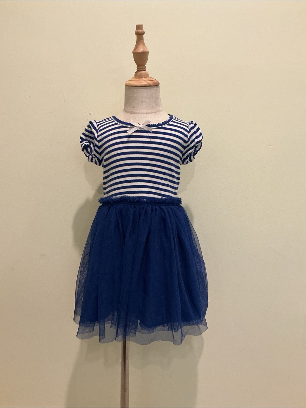 Gymboree Navy and White Striped Tulle Skirt Dress